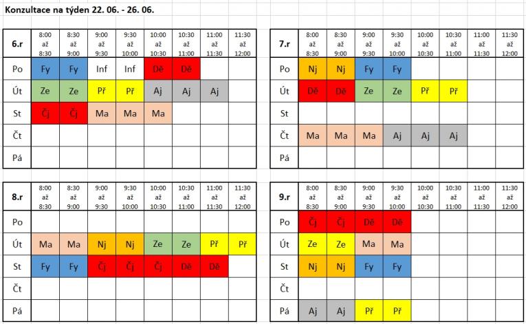 Rozpis konzultací